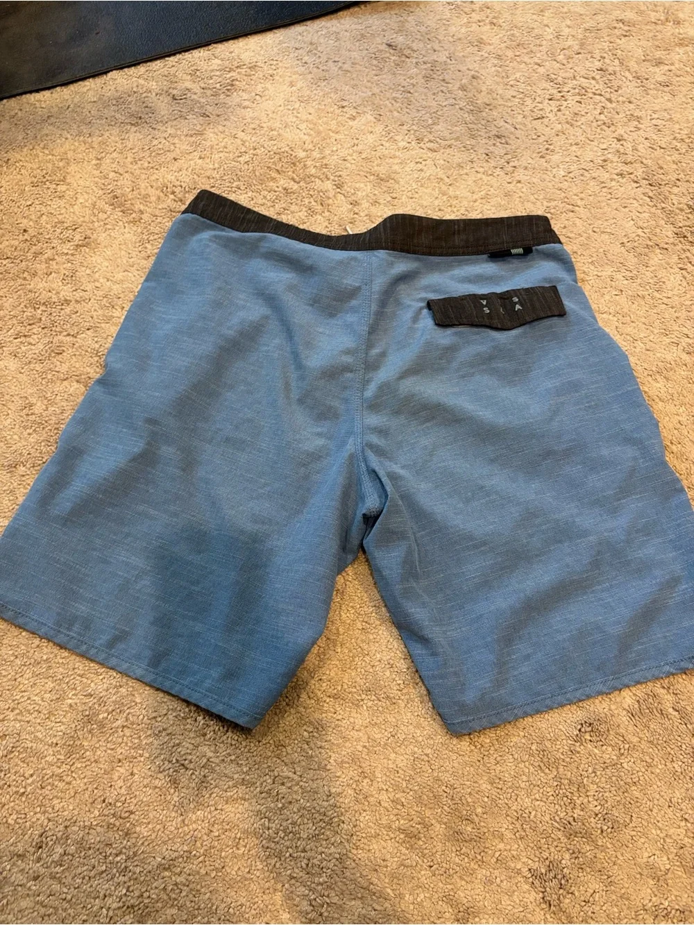 VISSLA Light Blue Swim Trunks with Black Waistband